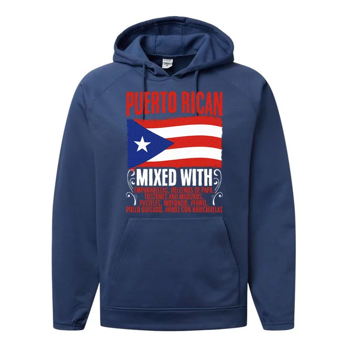 Puerto Rican Mixed With Rican Flag Pride Performance Fleece Hoodie