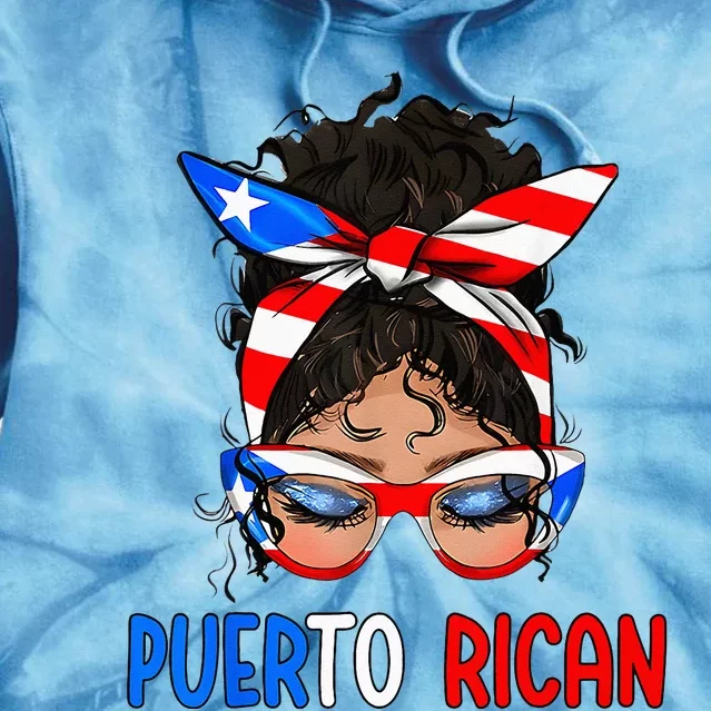 Puerto Rican Messy Hair Puerto Rico Pride Tie Dye Hoodie