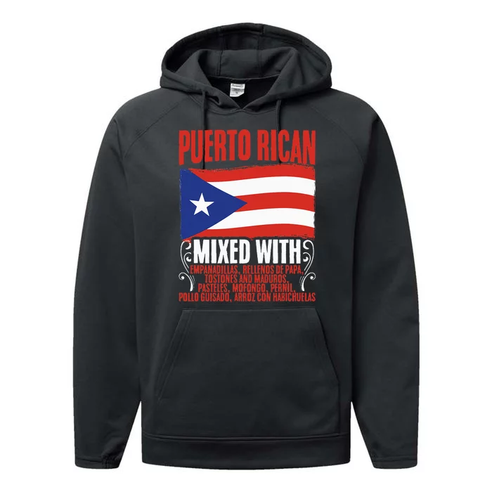 Puerto Rican Mixed With Puerto Rico Puerto Rican Flag Pride Performance Fleece Hoodie