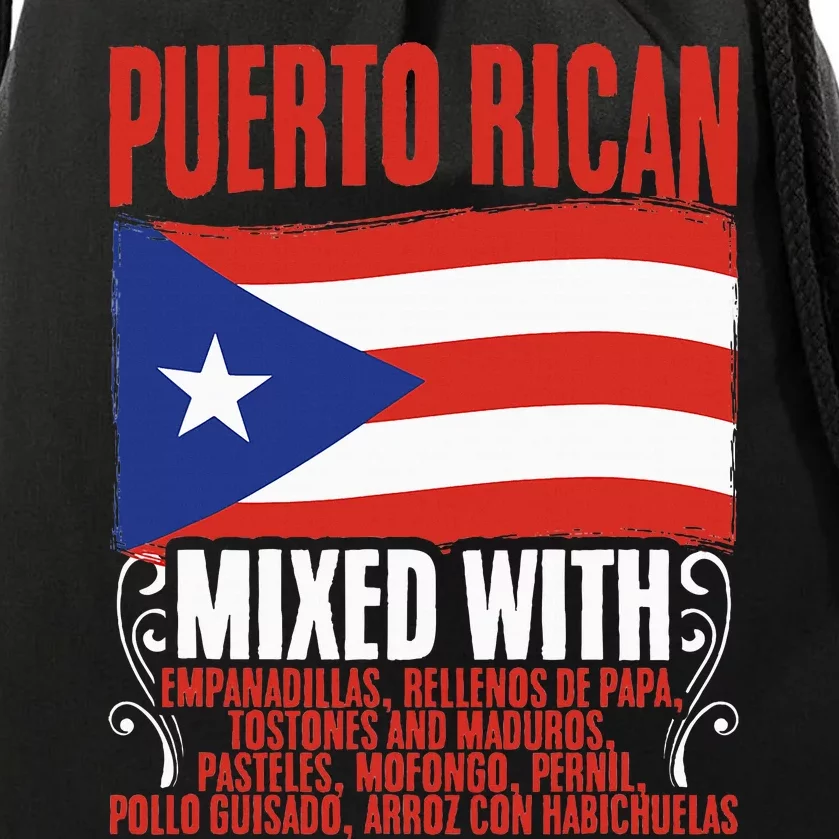 Puerto Rican Mixed With Puerto Rico Puerto Rican Flag Pride Drawstring Bag