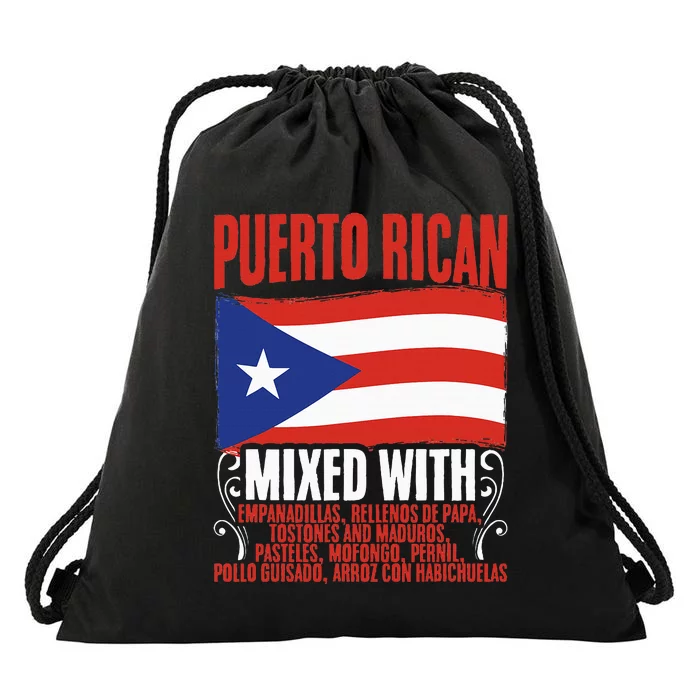 Puerto Rican Mixed With Puerto Rico Puerto Rican Flag Pride Drawstring Bag