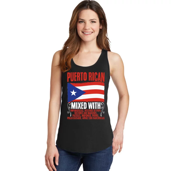 Puerto Rican Mixed With Puerto Rico Puerto Rican Flag Pride Ladies Essential Tank