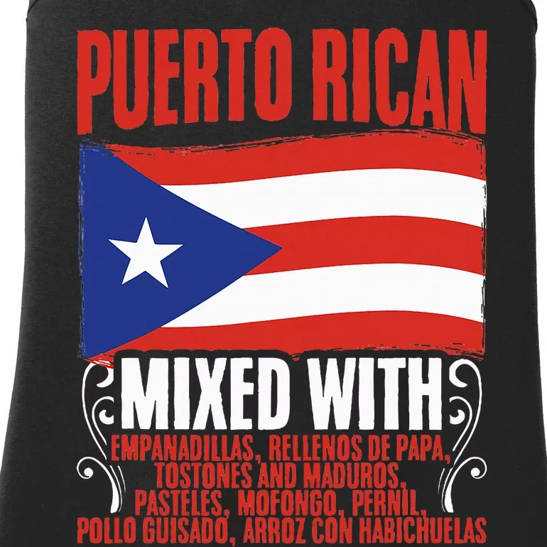 Puerto Rican Mixed With Puerto Rico Puerto Rican Flag Pride Ladies Essential Tank