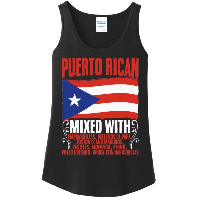 Puerto Rican Mixed With Puerto Rico Puerto Rican Flag Pride Ladies Essential Tank