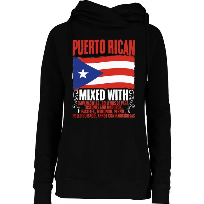 Puerto Rican Mixed With Puerto Rico Puerto Rican Flag Pride Womens Funnel Neck Pullover Hood