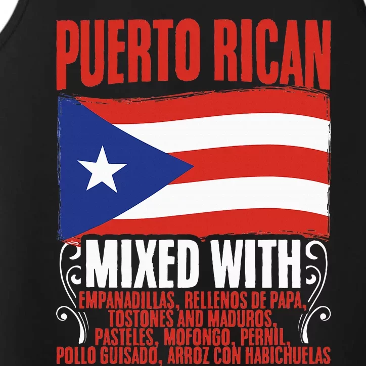 Puerto Rican Mixed With Puerto Rico Puerto Rican Flag Pride Performance Tank