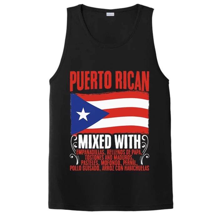 Puerto Rican Mixed With Puerto Rico Puerto Rican Flag Pride Performance Tank