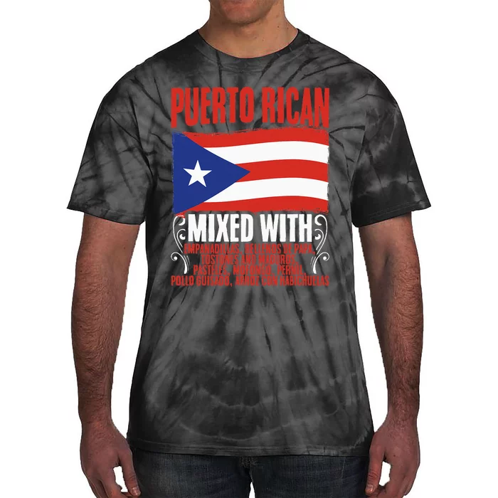 Puerto Rican Mixed With Puerto Rico Puerto Rican Flag Pride Tie-Dye T-Shirt