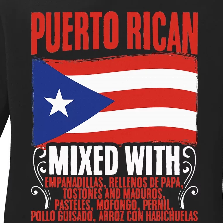 Puerto Rican Mixed With Puerto Rico Puerto Rican Flag Pride Ladies Long Sleeve Shirt