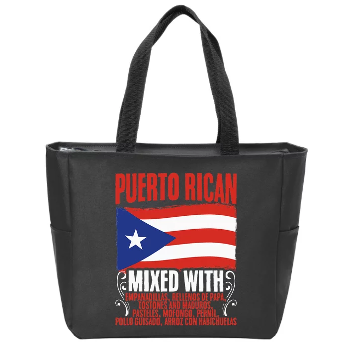 Puerto Rican Mixed With Puerto Rico Puerto Rican Flag Pride Zip Tote Bag