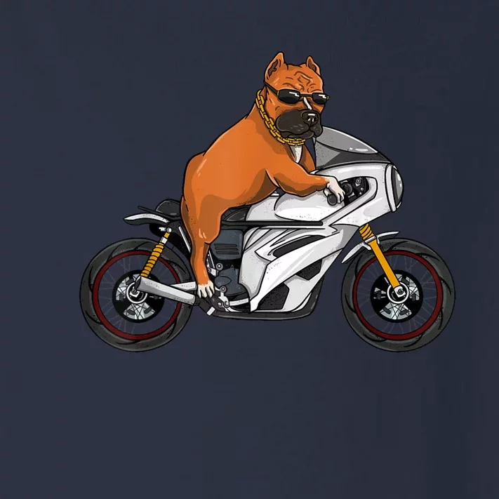 Pitbull Riding Motorcycle Funny Pit Bull Biker Pittie Dog Toddler Long Sleeve Shirt