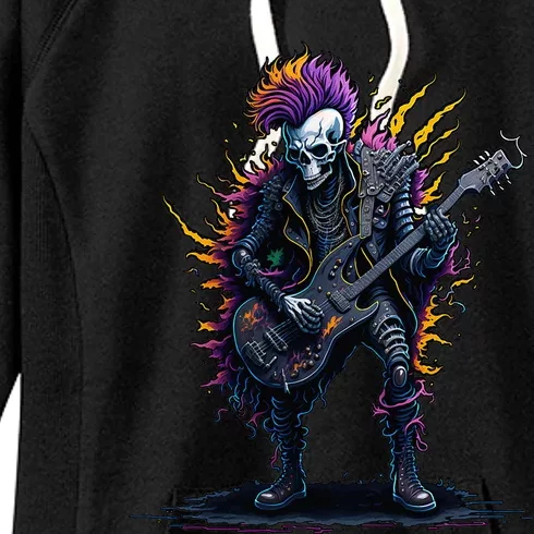 Punk rock n roll skeleton Women's Fleece Hoodie