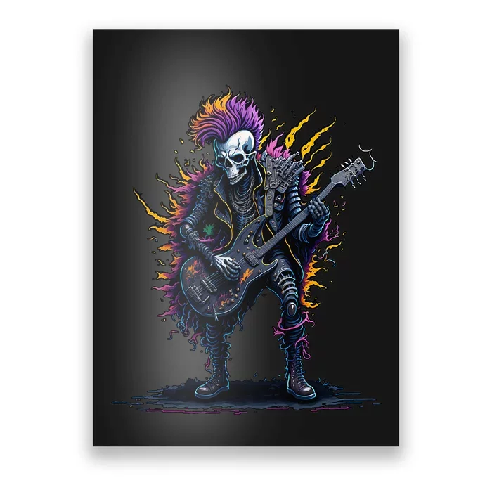 Punk rock n roll skeleton Poster