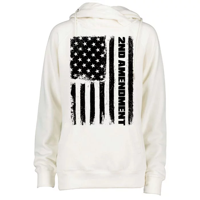 Pro 2nd Amendment American Flag Womens Funnel Neck Pullover Hood