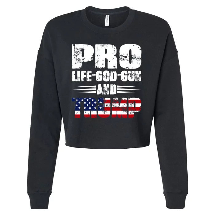 Pro Life God Gun And Trump Cropped Pullover Crew