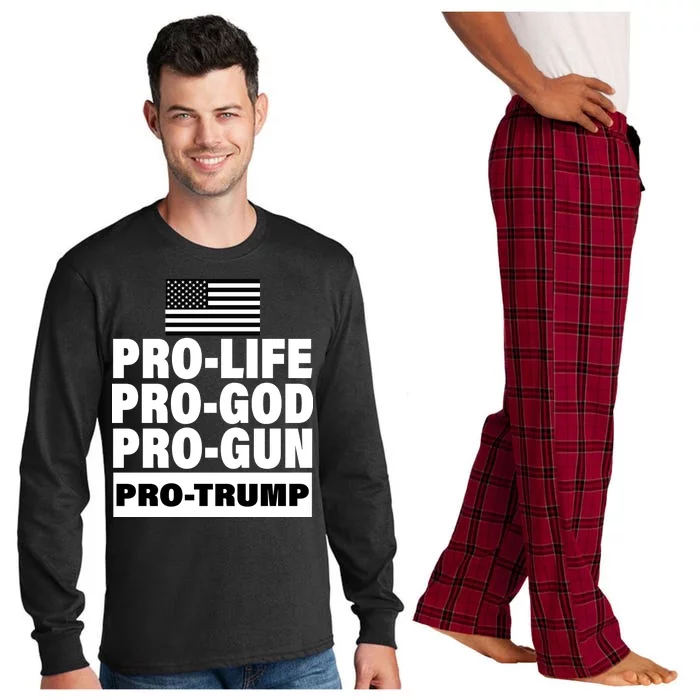 Pro-Life Pro-God Pro-Gun Pro-Trump Long Sleeve Pajama Set