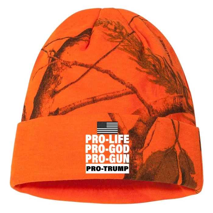 Pro-Life Pro-God Pro-Gun Pro-Trump Kati - 12in Camo Beanie