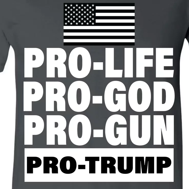 Pro-Life Pro-God Pro-Gun Pro-Trump V-Neck T-Shirt