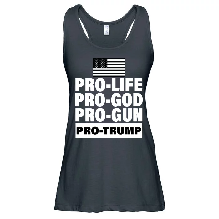 Pro-Life Pro-God Pro-Gun Pro-Trump Ladies Essential Flowy Tank