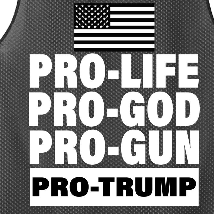 Pro-Life Pro-God Pro-Gun Pro-Trump Mesh Reversible Basketball Jersey Tank