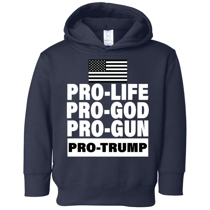 Pro-Life Pro-God Pro-Gun Pro-Trump Toddler Hoodie