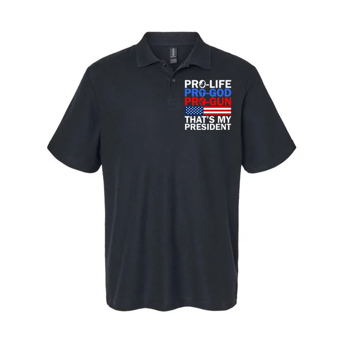 Pro-Life Pro-God Pro-Gun That's My President Softstyle Adult Sport Polo