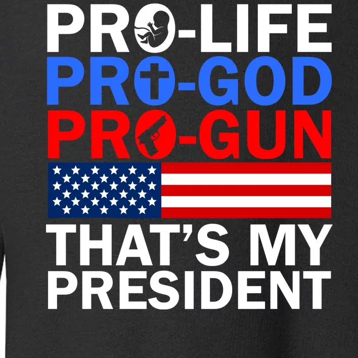 Pro-Life Pro-God Pro-Gun That's My President Toddler Sweatshirt