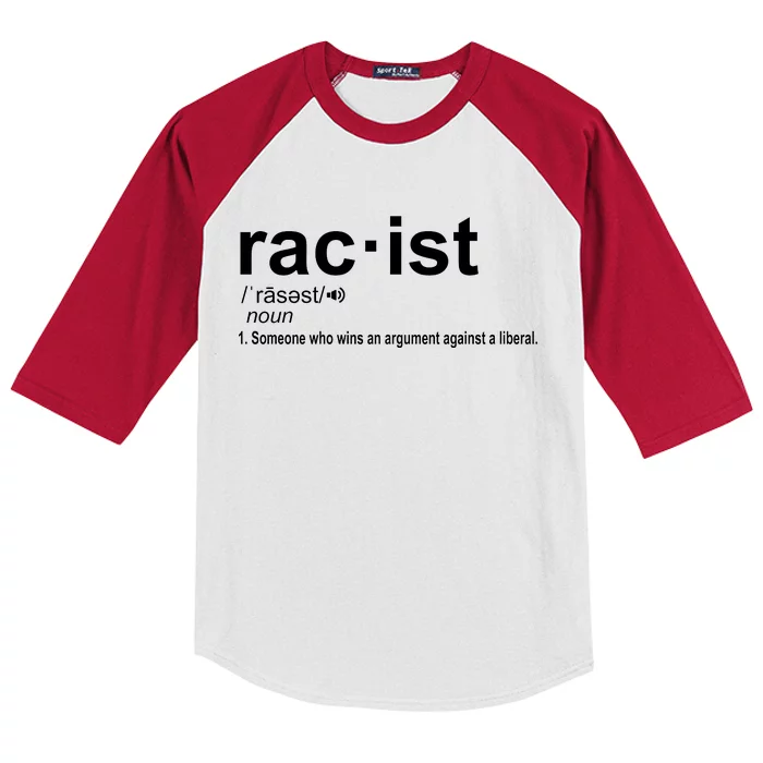 Pro Republican Funny The Liberal Racist Definition Kids Colorblock Raglan Jersey