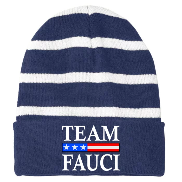 Pro Team Dr Fauci USA Flag Striped Beanie with Solid Band