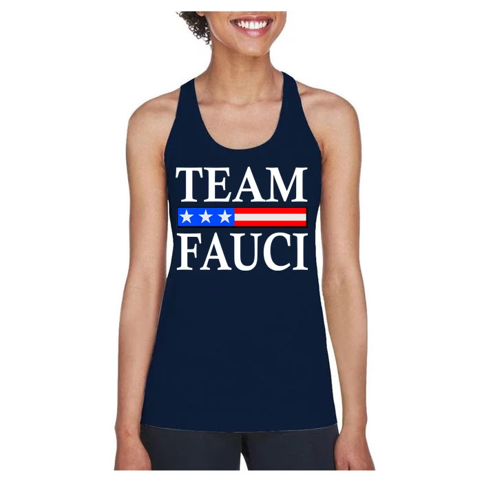 Pro Team Dr Fauci USA Flag Women's Racerback Tank