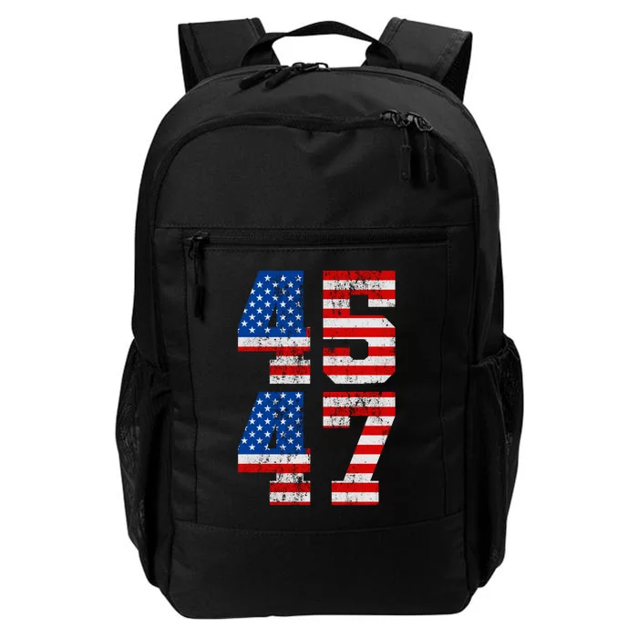 Pro Trump Election 2024 Vintage 45 47 USA Flag Daily Commute Backpack