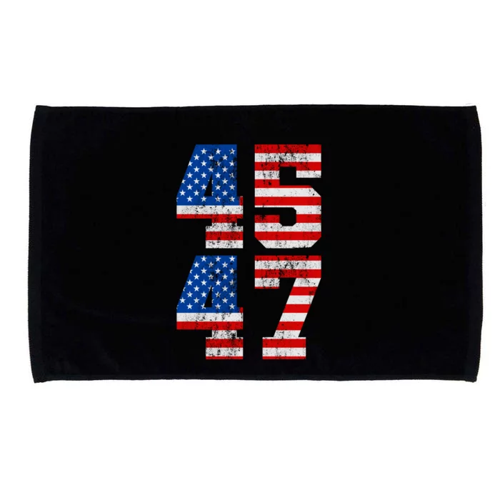 Pro Trump Election 2024 Vintage 45 47 USA Flag Microfiber Hand Towel