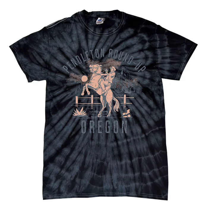 Pendleton Roundup Oregon Rodeo Cowboy And Horse Tie-Dye T-Shirt