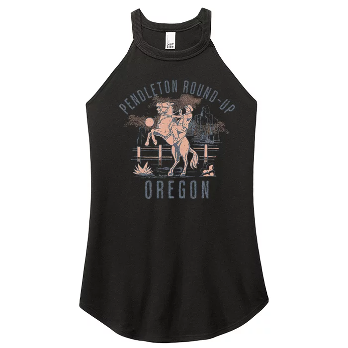 Pendleton Roundup Oregon Rodeo Cowboy And Horse Women’s Perfect Tri Rocker Tank