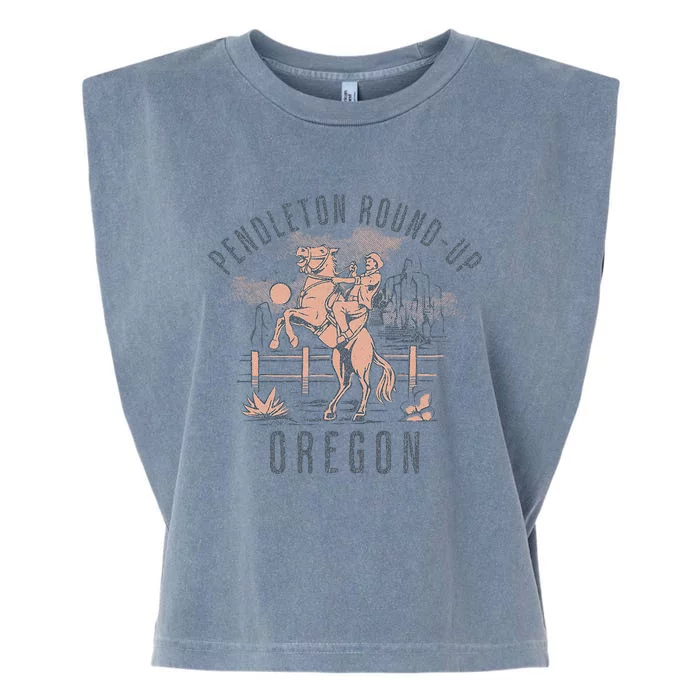 Pendleton Roundup Oregon Rodeo Cowboy And Horse Garment-Dyed Women's Muscle Tee