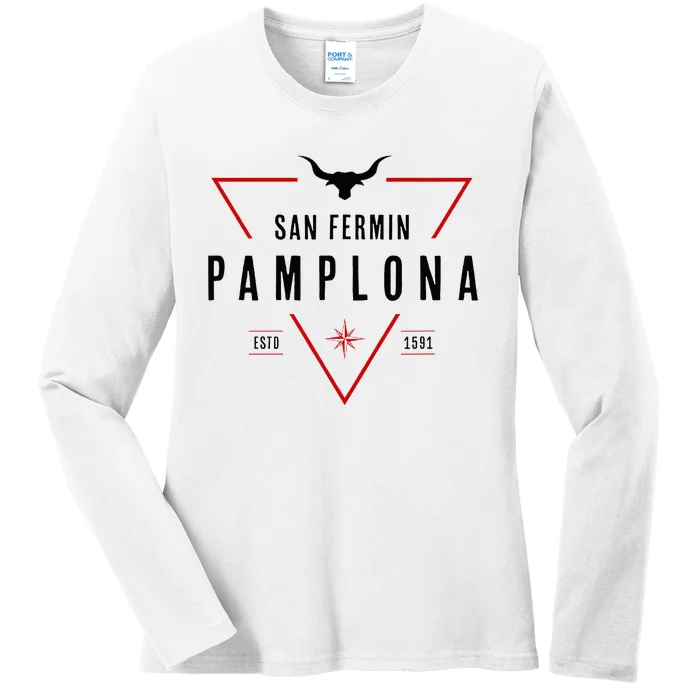 Pamplona Running Of The Bulls San Fermin Ladies Long Sleeve Shirt