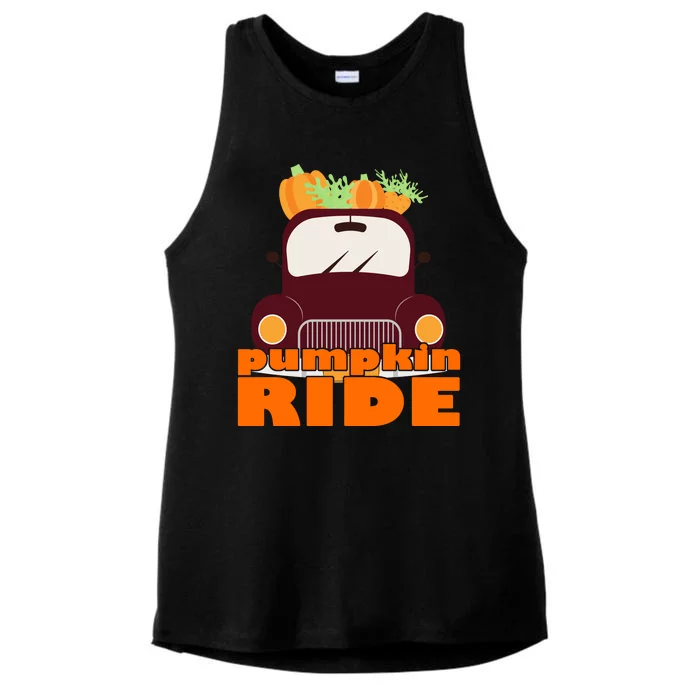 Pumpkin Ride October Fall Ladies Tri-Blend Wicking Tank