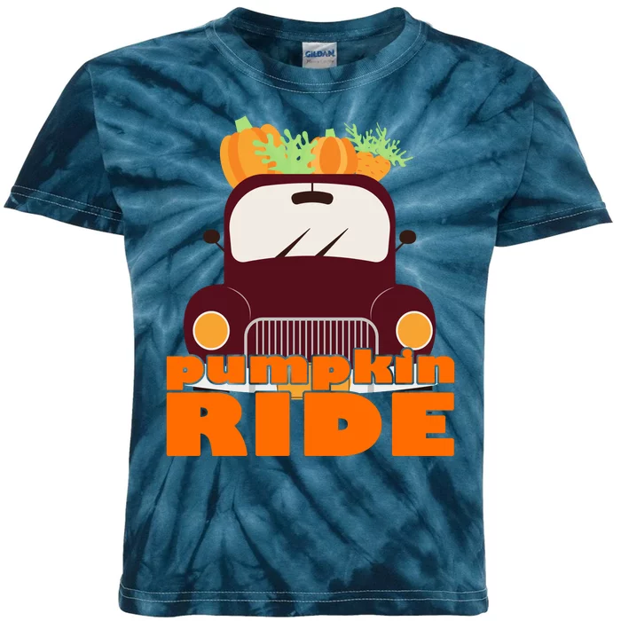 Pumpkin Ride October Fall Kids Tie-Dye T-Shirt