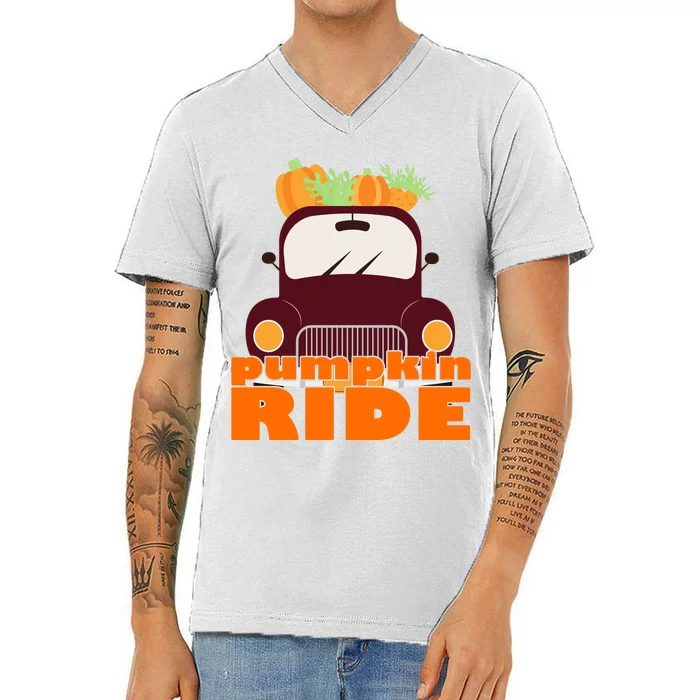 Pumpkin Ride October Fall V-Neck T-Shirt