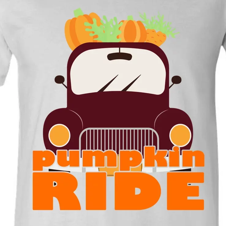 Pumpkin Ride October Fall V-Neck T-Shirt