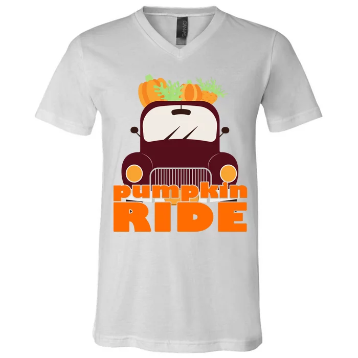 Pumpkin Ride October Fall V-Neck T-Shirt