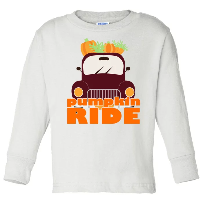 Pumpkin Ride October Fall Toddler Long Sleeve Shirt