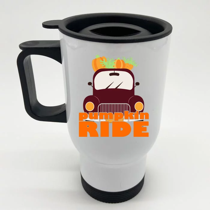 Pumpkin Ride October Fall Front & Back Stainless Steel Travel Mug