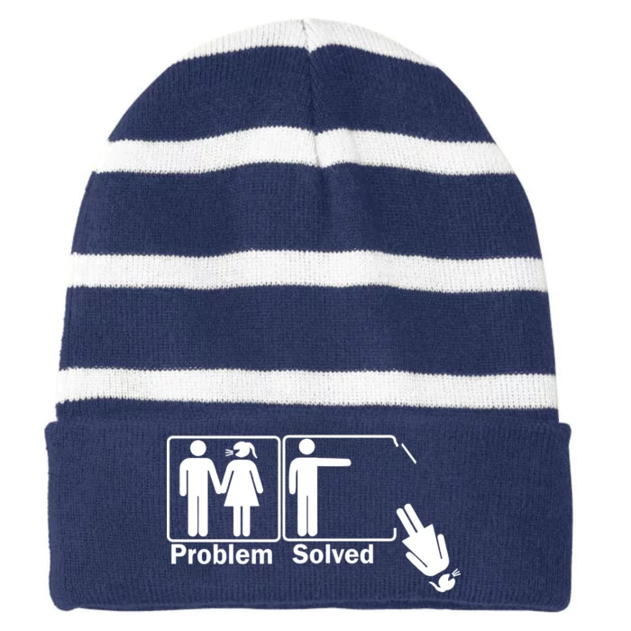 Problem Solved Striped Beanie with Solid Band