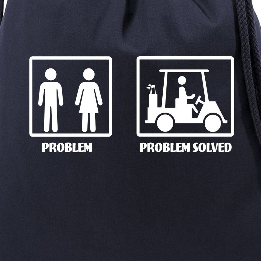 Problem Solved Golf Wife Funny Drawstring Bag