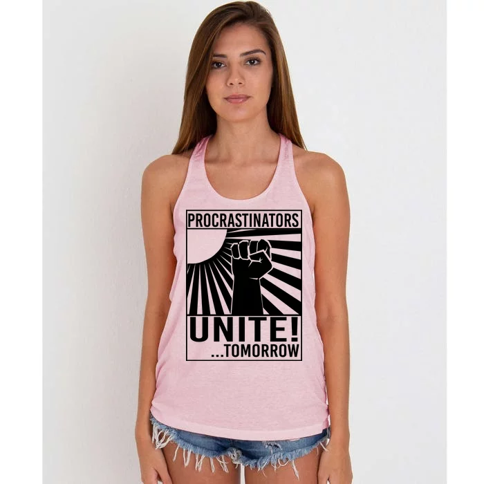 Procrastinators Unite Tomorrow Women's Knotted Racerback Tank