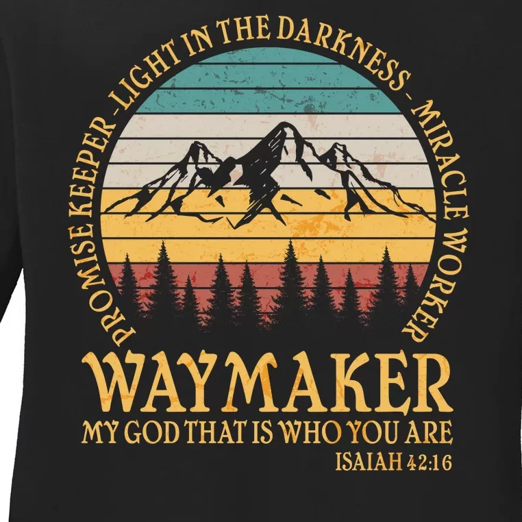 Promise Keeper Waymaker Isaiah Forest Mountains Ladies Long Sleeve Shirt