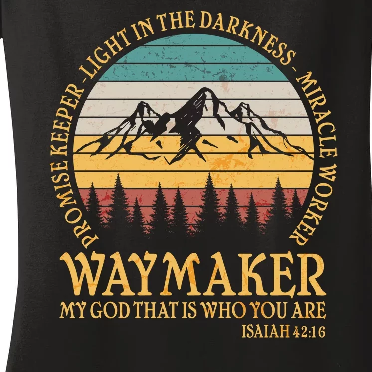 Promise Keeper Waymaker Isaiah Forest Mountains Women's V-Neck T-Shirt