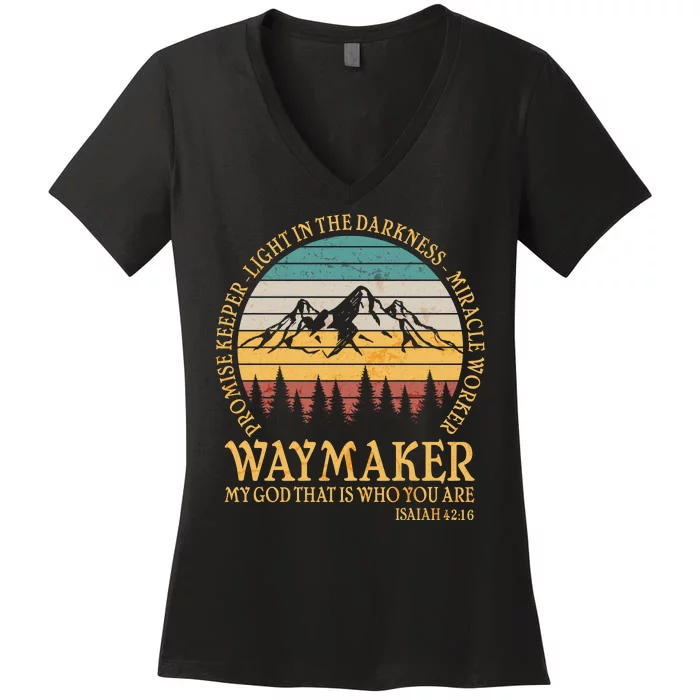 Promise Keeper Waymaker Isaiah Forest Mountains Women's V-Neck T-Shirt