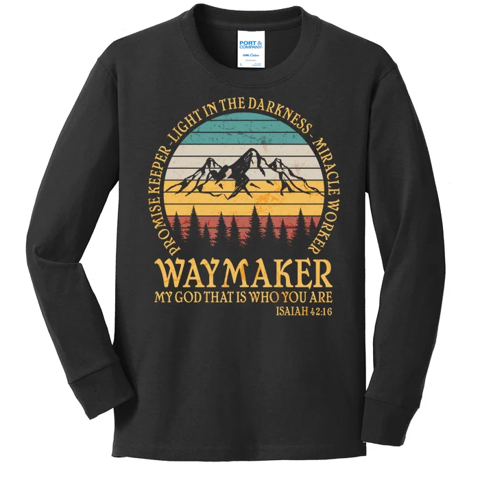 Promise Keeper Waymaker Isaiah Forest Mountains Kids Long Sleeve Shirt